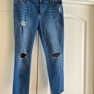 Women's Distressed Blue Jeans